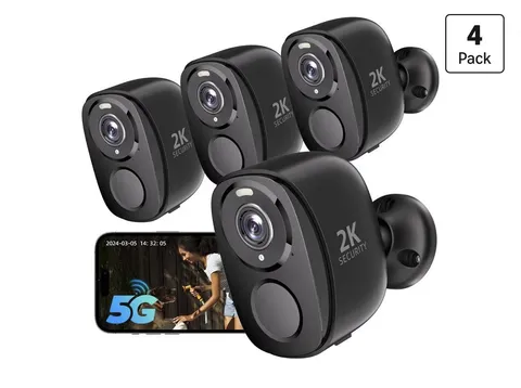 Rraycom 4Pack 5G/2.4G Security Cameras Wireless Outdoor 2K Battery Powered G18