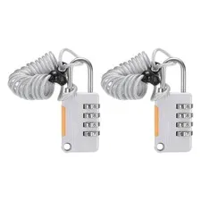 2 Pcs Luggage Lock, 4 Digit Combination Padlock and Flexible Gray Cable (90cm)