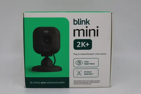 Blink Mini 2K (newest model) Plug in Home & Pet Indoor Security Camera (Black)