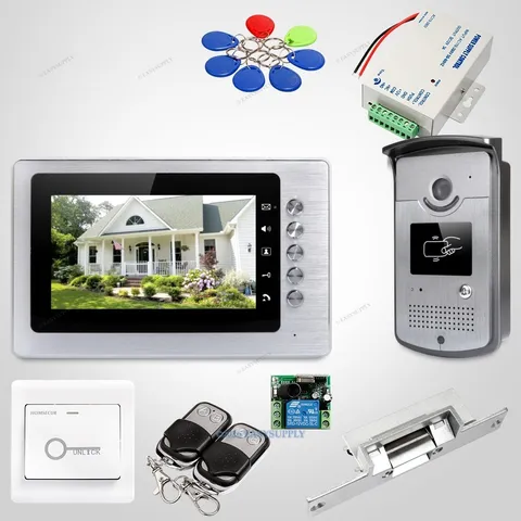 7inch Wired Video Door Entry Phone Call System Electric Strike Lock Set Included