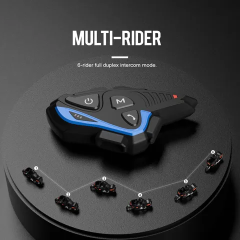 1PCS Motorcycle Intercom Helmet Bluetooth-compatible Headset For 6 Rider 2000M