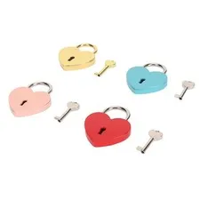 4pcs Heart Shaped Lock with 4 Keys 4 Colors Rust Prevention Alloy Retro Diary