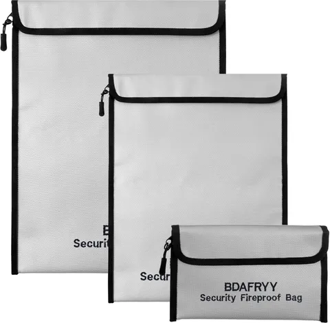 3 Pcs Fireproof Waterproof Money Important Document Bag(2000?),Fire Proof Bag F