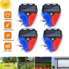 2/4Pcs LED Solar Alarm Strobe Light Lamps Motion Sensor Sound Security Outdoor