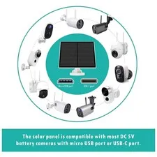 Solar Panel Charger for Outdoor Security Camera