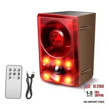 Solar Outdoor Motion Sensor Alarm, Dog Barking&Gunshot 1 Remote+1 Sensor
