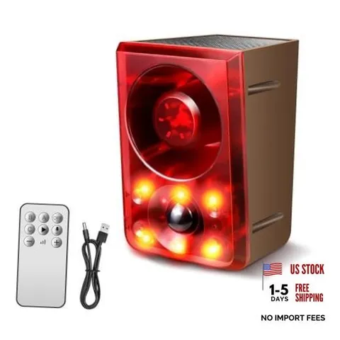Solar Outdoor Motion Sensor Alarm, Dog Barking&Gunshot 1 Remote+1 Sensor