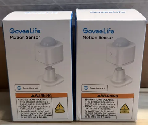 GoveeLife Motion Sensor 2-Pack White Indoor Wireless Battery, Govee Home App