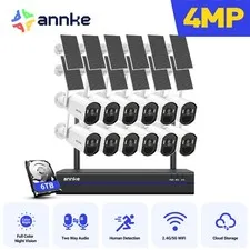 ANNKE 4MP Wireless Color Night Security Camera System Solar Battery 2-Way Audio