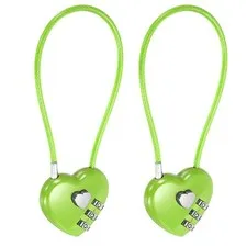 Combination Padlock (7.9 Inch, Green)(2 Pcs), 3-Digit Heart Shaped Combo Padlock