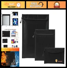 Fireproof Waterproof Document Bag Set - 3 Pcs Zipper Organizer for A4 A5 Files,