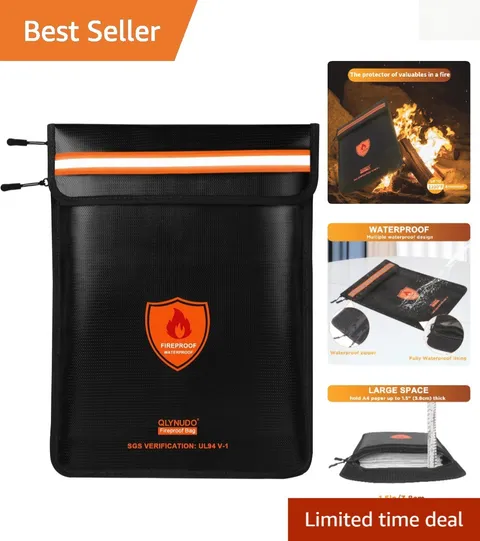 Fireproof and Water-Resistant Money Bag - A4 Size with Night Visibility