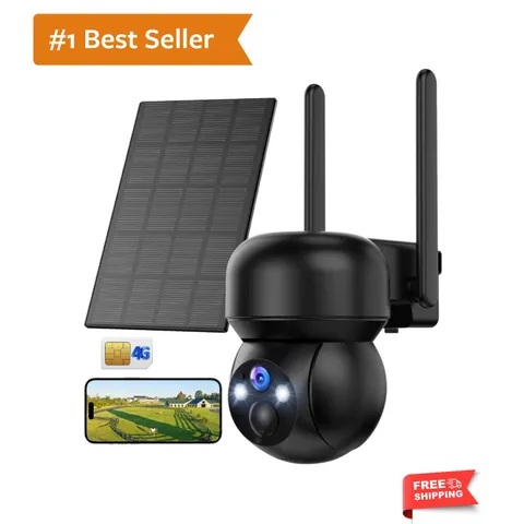 4G LTE Cellular Solar Security Camera Outdoor: No WiFi Solar Powered Security...