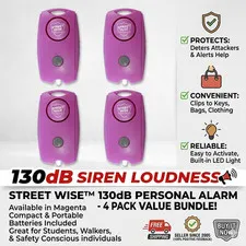 130dB Personal Panic Alarm Keychain Safety Security Night Walk Travel LED Siren
