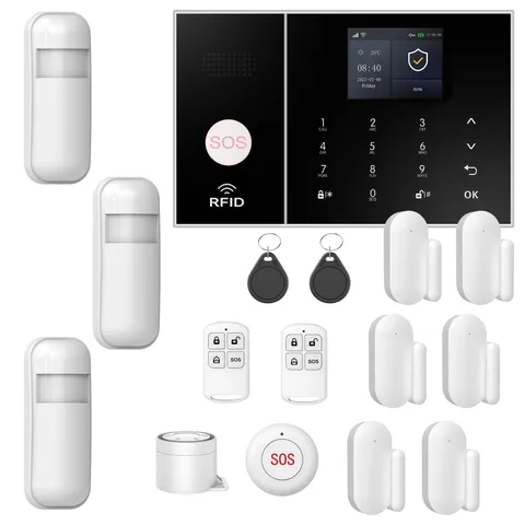Wireless Smart Home Security System, 15-Piece Alarm Kit (Motion Sensors, Sire...