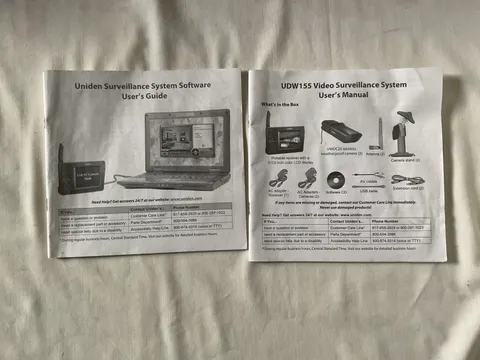 2 User Guides For Uniden And UDW155 Surveillance Systems.  JE