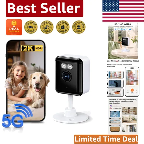 AI-Powered 2K Security Camera with Dual-Band Wi-Fi & Full-Color Night Vision