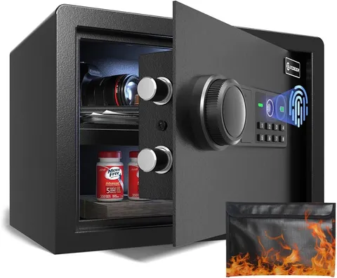 Biometric Safe W/ Fireproof Bag Quick-Access Security Safe Box W/ Upgraded