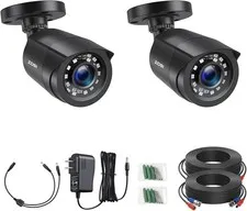 2 Pack 1080P 2MP HD TVI Bullet Cameras for Outdoor Indoor Surveillance,80ft N...