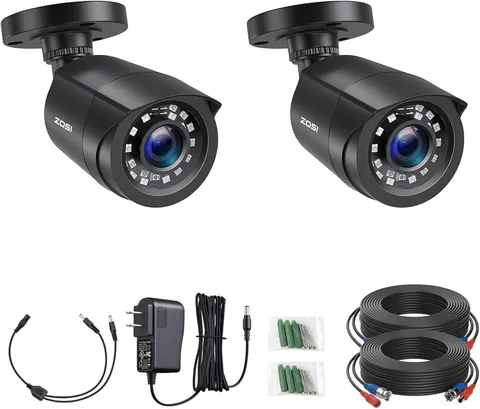 2 Pack 1080P 2MP HD TVI Bullet Cameras for Outdoor Indoor Surveillance,80ft N...