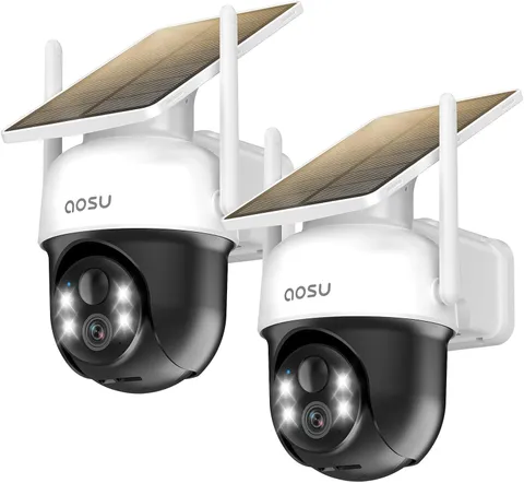aosu Fixed Solar Panel Surveillance Camera Outdoor Wireless 2-Pack *NEW IN BOX*