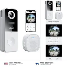 ieGeek Video Doorbell Camera Wireless, Head-to-Toe 180° Ultra View Battery Po...