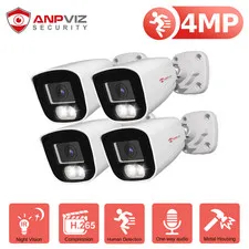 1~4 Anpviz 4MP PoE Security IP Camera Indoor/Outdoor Built In Mic AI Human Detec
