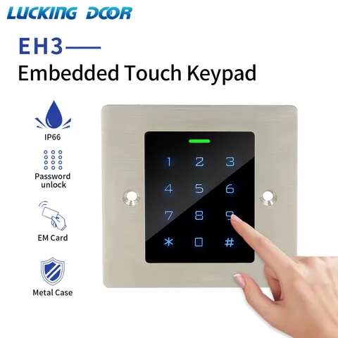 RFID Reader Touch Door Opener Metal Access Controler 2000 Users IP66 Waterproof 