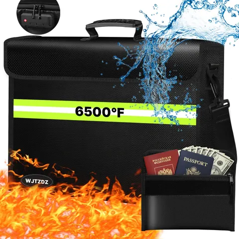Fireproof Document Bag 10 Layers Insulation 14.2"x9.6"x4.1" - Secure Storage