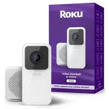 Roku Smart Home Wired Video Doorbell & Chime 1080p HD Night Vision 2-Way Audio