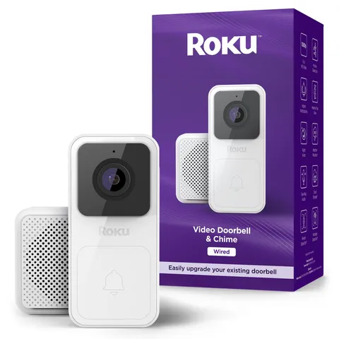 Roku Smart Home Wired Video Doorbell & Chime 1080p HD Night Vision 2-Way Audio
