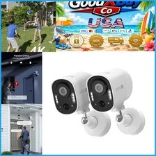 Wireless Security Camera 4K 2 Pack Battery Powered Wi-Fi IP65 Indoor Outdoor