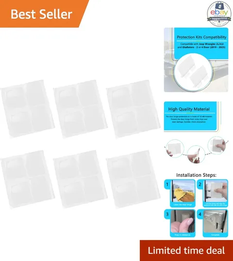 Door Hinge Protection Kit 6 Pack Clear Vinyl Fits Wrangler JLU/JL/Gladiator