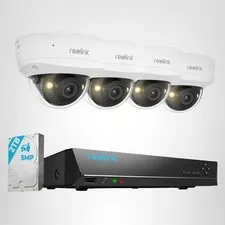 Reolink RLK8-500V4 8CH 5MP PoE NVR Security Camera System 2TB HDD 4 Cameras NEW