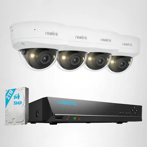 Reolink RLK8-500V4 8CH 5MP PoE NVR Security Camera System 2TB HDD 4 Cameras NEW