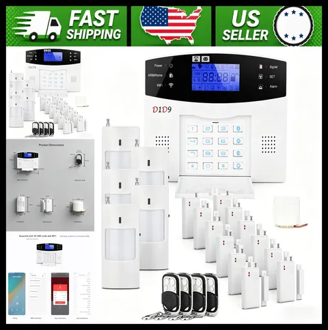 Wireless Home Burglar Alarm Security System, 4G WiFi GSM, App Alerts, 24-Piece