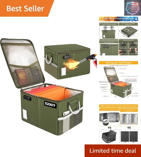 Fire Important Document Organizer with Lock, Upgraded Heat Insulated Filing S..,