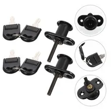 2Pcs Black Steel Furniture Lock Hardwares Triple Drawer Lock Durable for Home