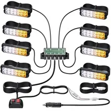 EYPINS LED Strobe Lights Kit - 8×12LED Surface Mount Emergency Hazard Warni