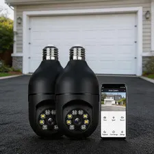 2Pack Wifi 1080P HD Camera Infrared Night Vision with Bulb for Remote Surveillan
