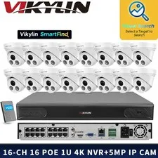 VIKYLIN SmartFind 16POE 16CH NVR System Wired 5MP IP Camera Motion Detection Lot