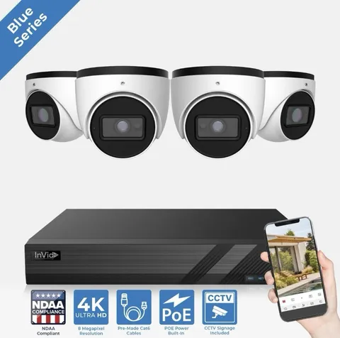 InVid HD-4Z 4 Camera 4K AI Surveillance System Turret 