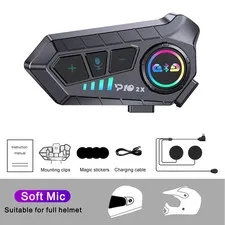1/2X Motorcycle Intercom Headset Helmet BT 5.3 for 2 Riders Intercommunicator 30