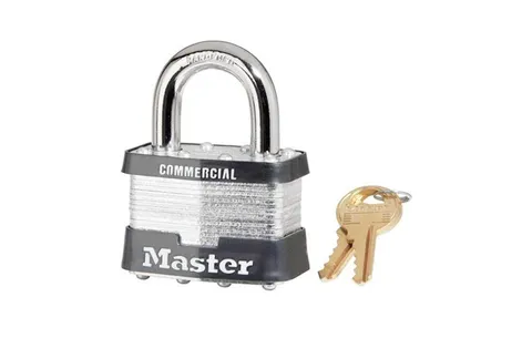 Master Lock Laminated Steel Padlock, 3/8"D x 15/16"W x 1"H Shackle, Keyed Alike