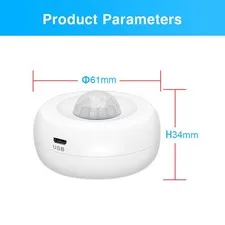 Smart WiFi PIR Motion Sensor Ceiling Wall Mount USB Battery Powered Light Sensor