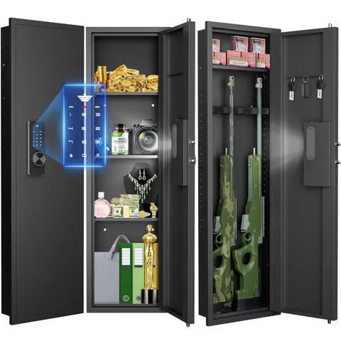 53.15" Large Wall-mounted Safe With Dual Alarm Silent Mode& Adjustable Shelf
