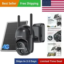 4G LTE Cellular Solar Security Camera Wireless Outdoor, No WiFi Solar Powered...