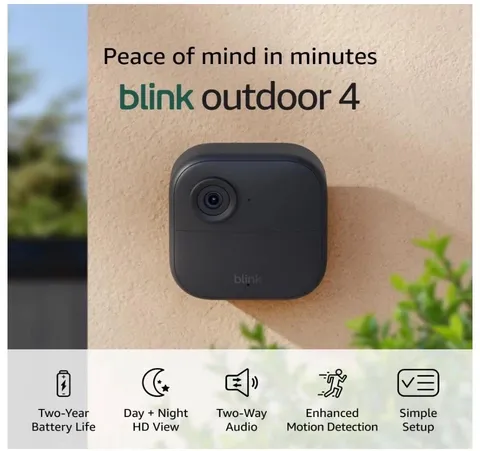 Blink Outdoor 4 – Wireless Smart Security Camera 2 Year Battery Life 1080p HD