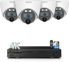 4K Wired CCTV Security Camera System, 8CH HD DVR Kit, 4X Dome IP66 Indoor Outdoo