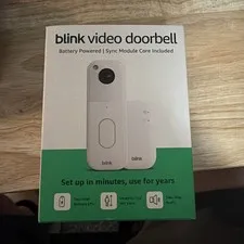 Blink Video Doorbell System with Head-to-Toe HD View Sync Module Core, White NEW